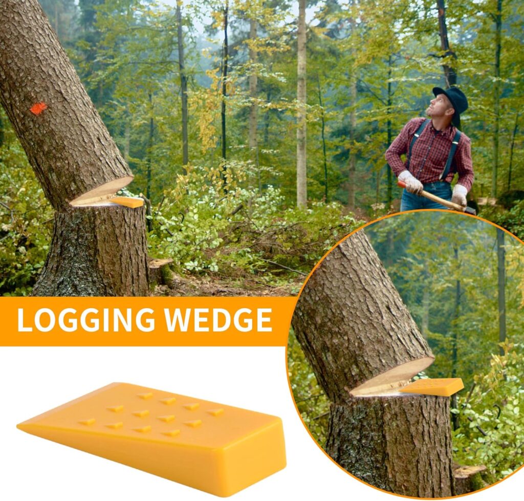 PERSZEN Tree Felling Wedges with Spikes for Safe Cutting – 2 Each of 8 inch and 5.5 inch Chainsaw Wedges Logging Supplies Set, Tree Wedge Safe Durable Cold Logger Tool Accessory – 4Pack