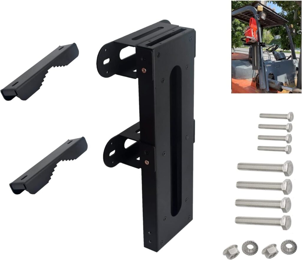 Chainsaw Holder, Suitable for Most Sizes of Chainsaws, Universal Chainsaw Carrier Kit for Tractors, ATVs, UTVs, Trucks, Utility Vehicles, Black, Heavy Duty Iron, Can be Mounted on The ROPS (7.3)