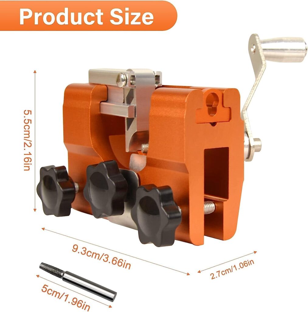 Chainsaw Sharpener, Hand-Cranked Chainsaw Sharpening Jig Kit with 4 burrs, Portable Chainsaw Sharpening Tool with Storage Bag, Cleaning Brush and Gloves, for All Kinds of Chain Saws and Electric Saws