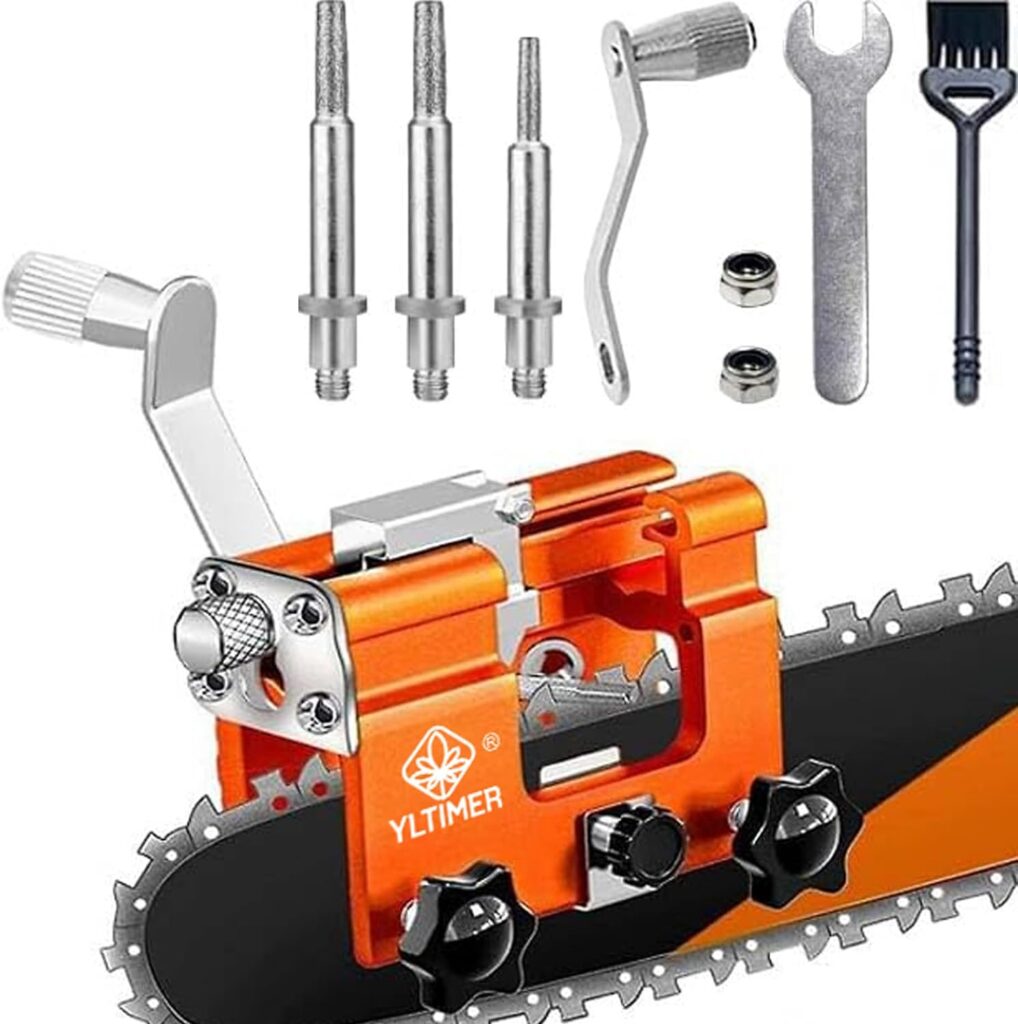 YLTIMER Chainsaw Sharpener, Chainsaw Chain Sharpening Jig Kit Portable Tool with 3 Sharpen Rods, Fast Chain Saw Sharpener Tool for 4-22 Chain Saws Electric Saws, Keep Chainsaw Sharp
